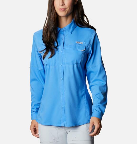 Columbia PFG Lo Drag Shirts Blue For Women's NZ71589 New Zealand